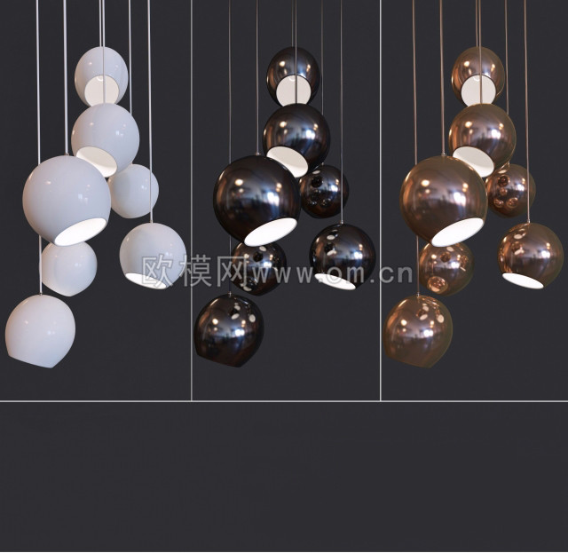 现代金属吊灯3D模型