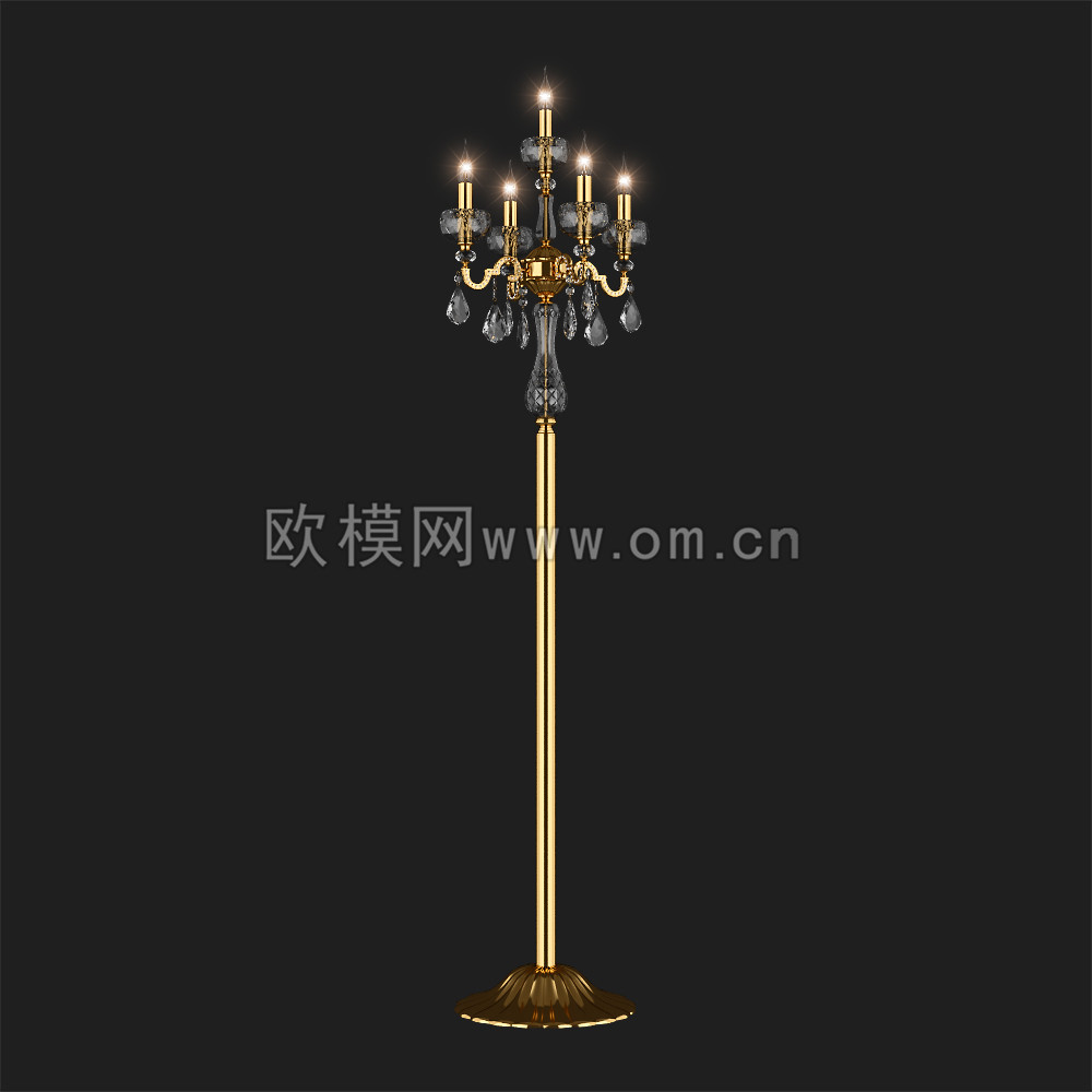 欧式水晶落地灯3D模型