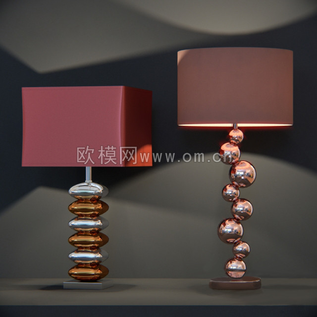 现代金属台灯组合3D模型