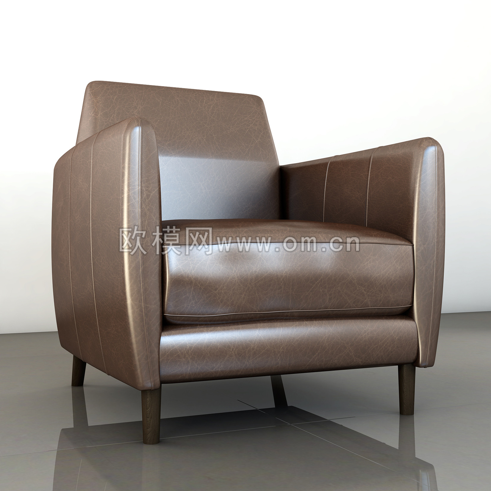 现代皮革单人沙发3D模型-免费3dmax模型库-欧模网