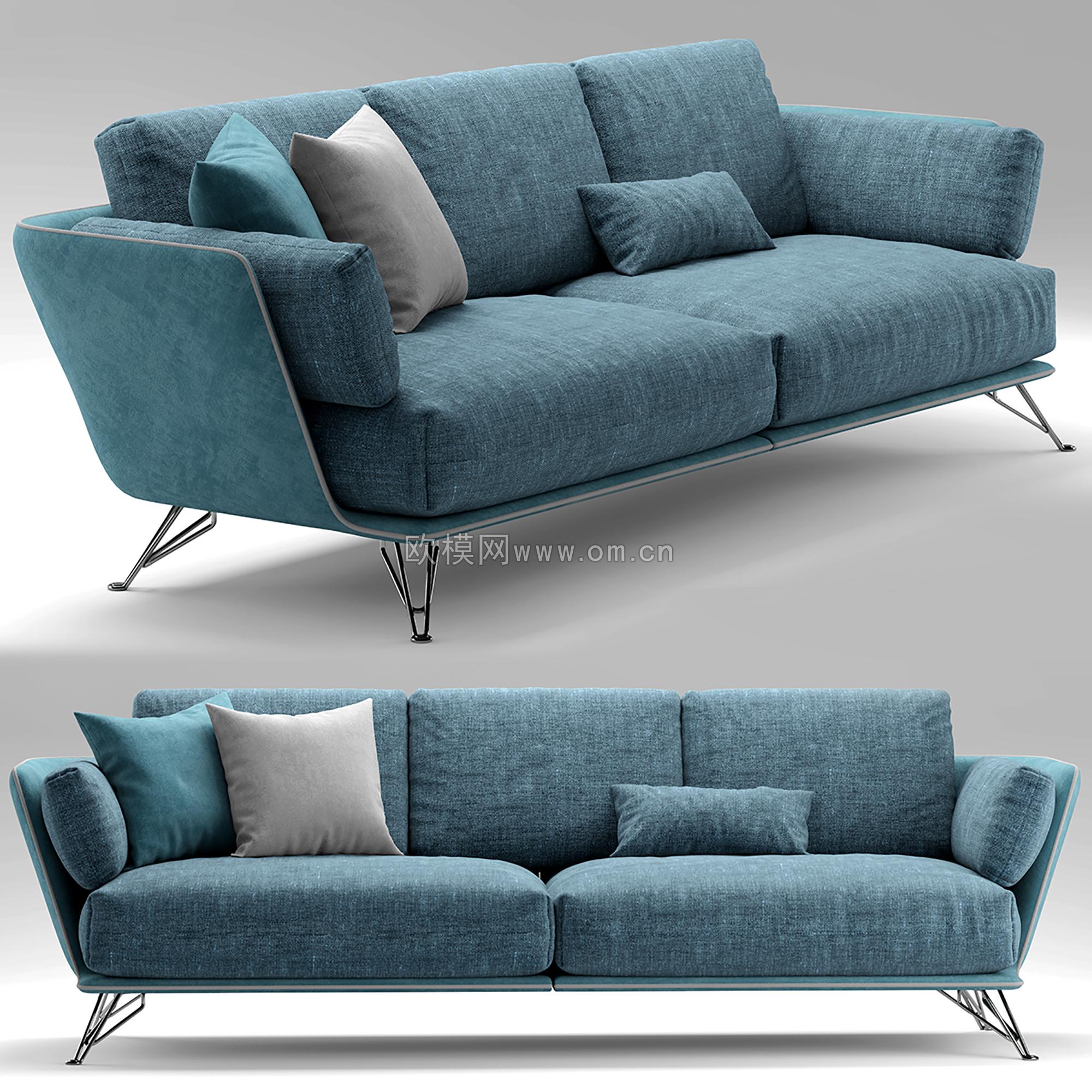 现代布艺双人沙发3D模型-免费3dmax模型库-欧模网