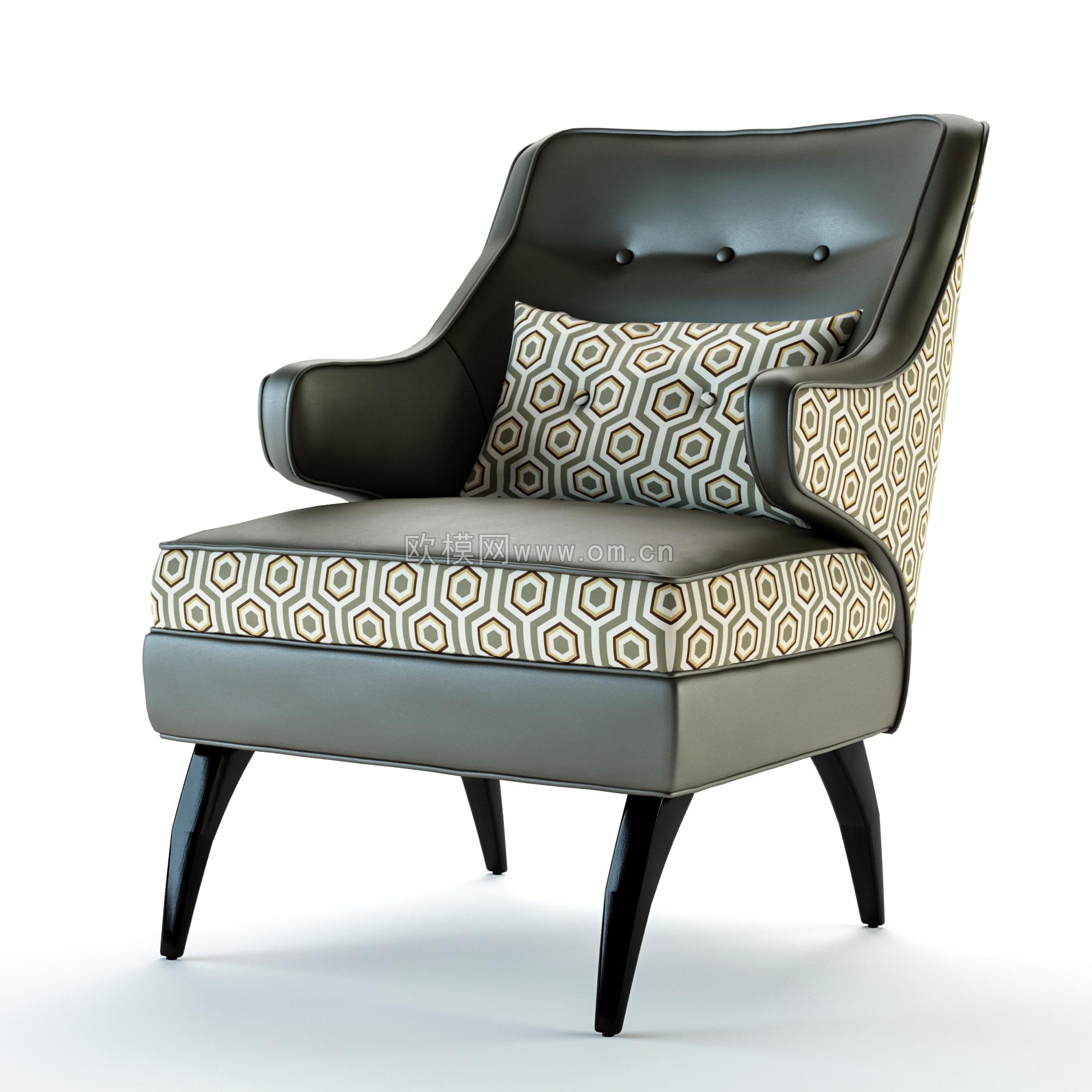 欧式皮革休闲沙发椅3d模型