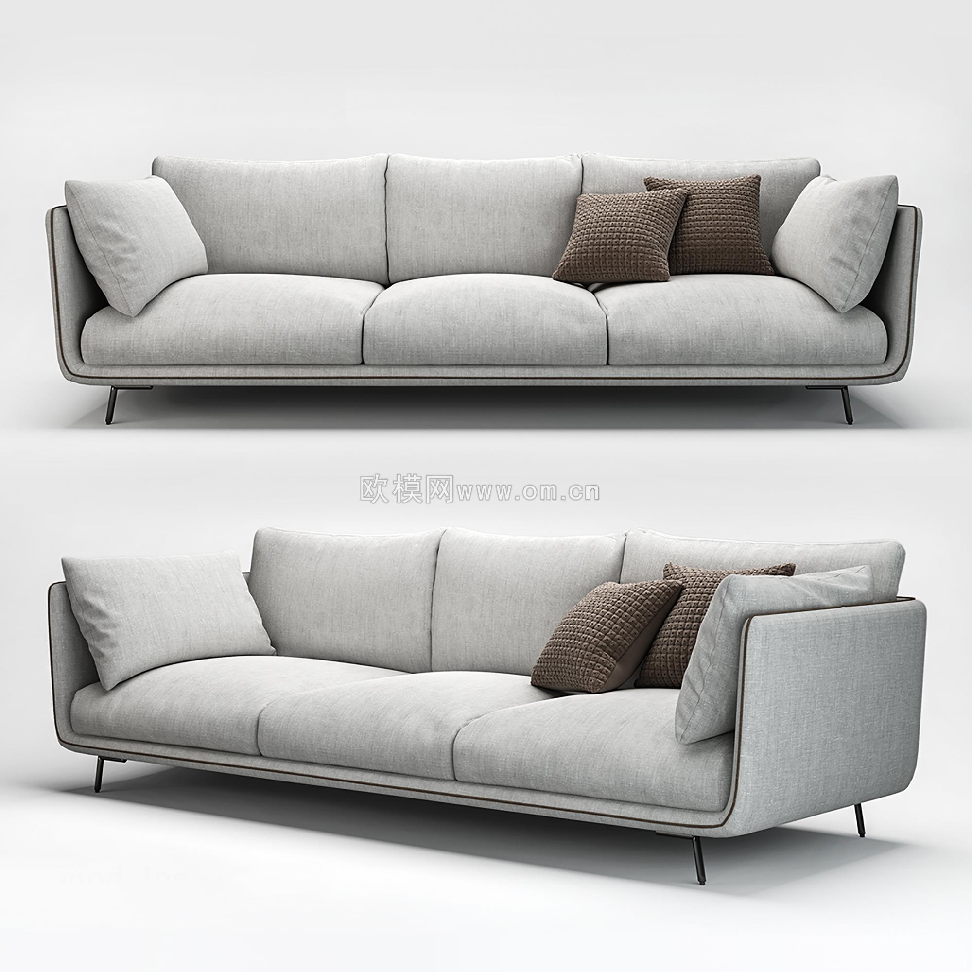 现代布艺多人沙发3d模型
