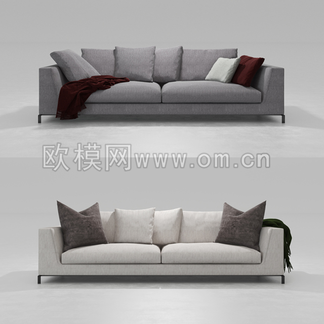 现代布艺双人沙发3d模型免费下载-免费3dmax模型库-欧模网