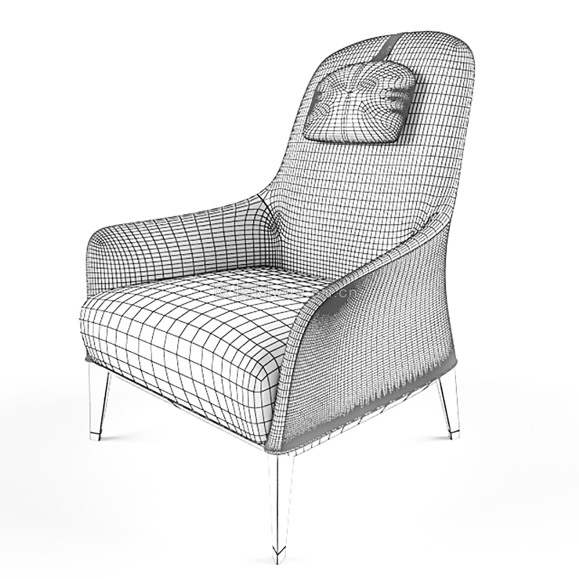 现代布艺单人沙发椅3d模型-免费3dmax模型库-欧模网