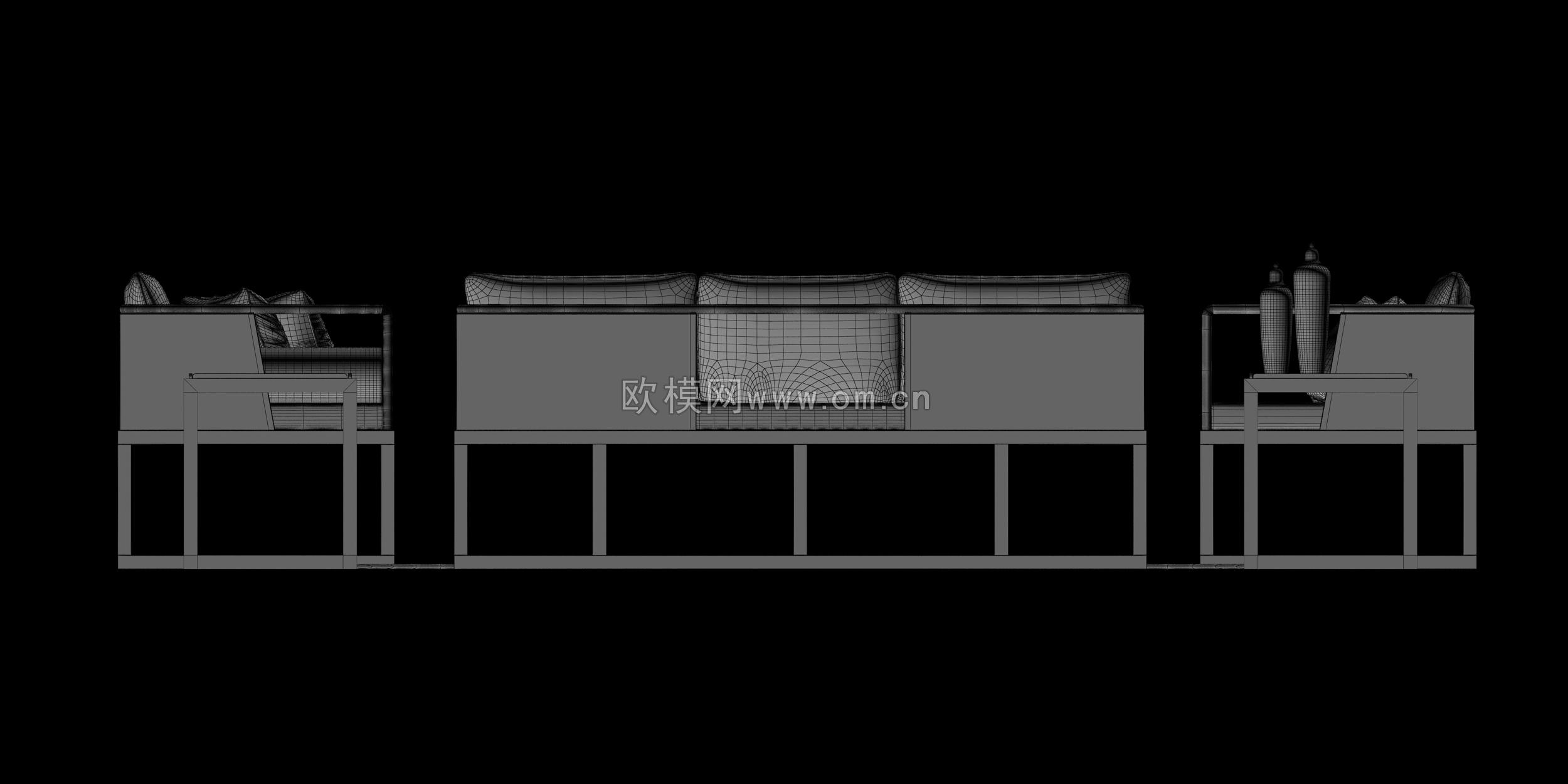 中式沙发组合3D模型
