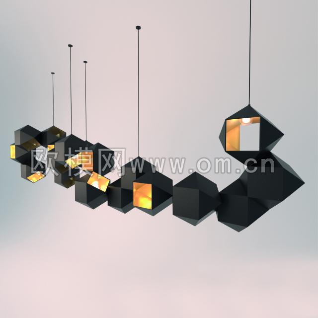 现代金属装饰吊灯组合3D模型