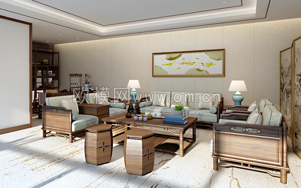 中式沙发组合3D模型