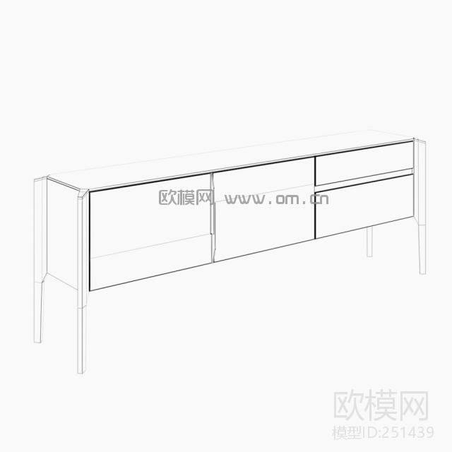 现代实木电视柜3D模型