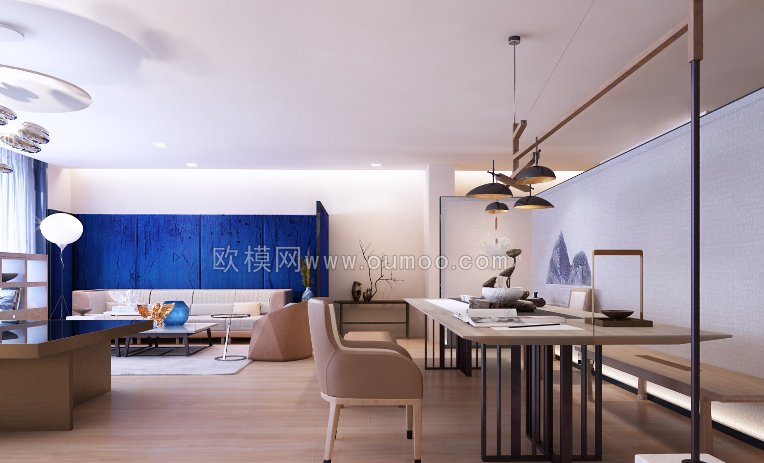 琚滨现代餐厅客厅3d模型