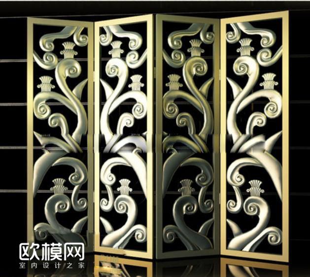 欧式金属雕花屏风3D模型