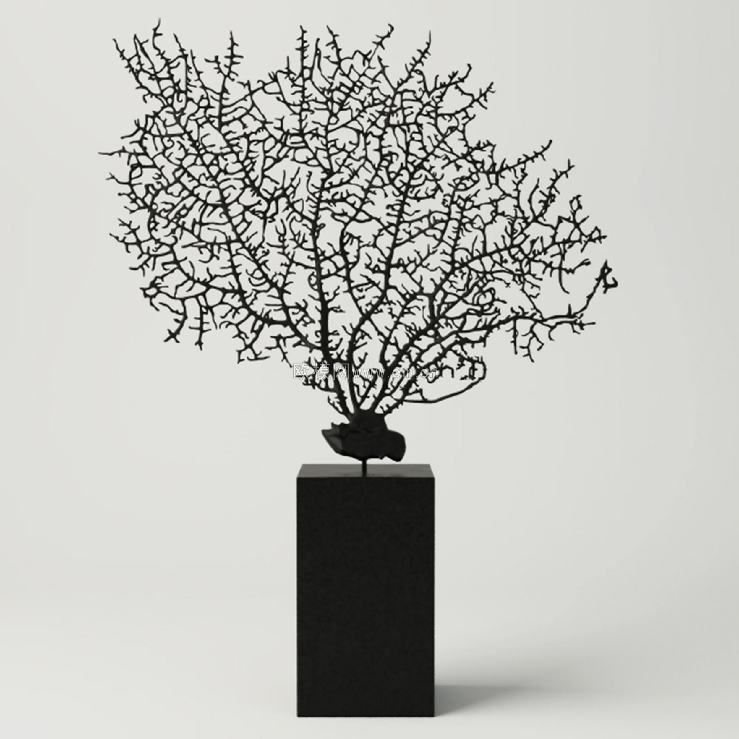 现代铁艺树装饰摆件3d模型