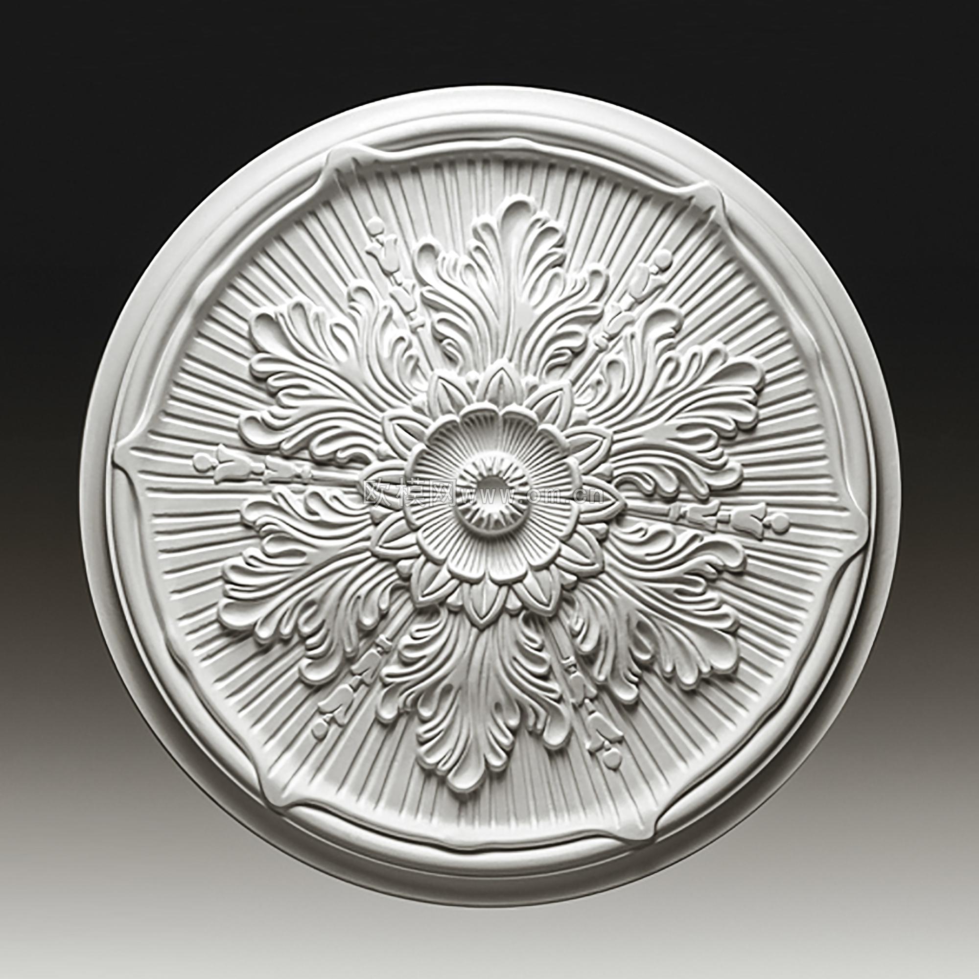 欧式石膏雕花灯盘3d模型