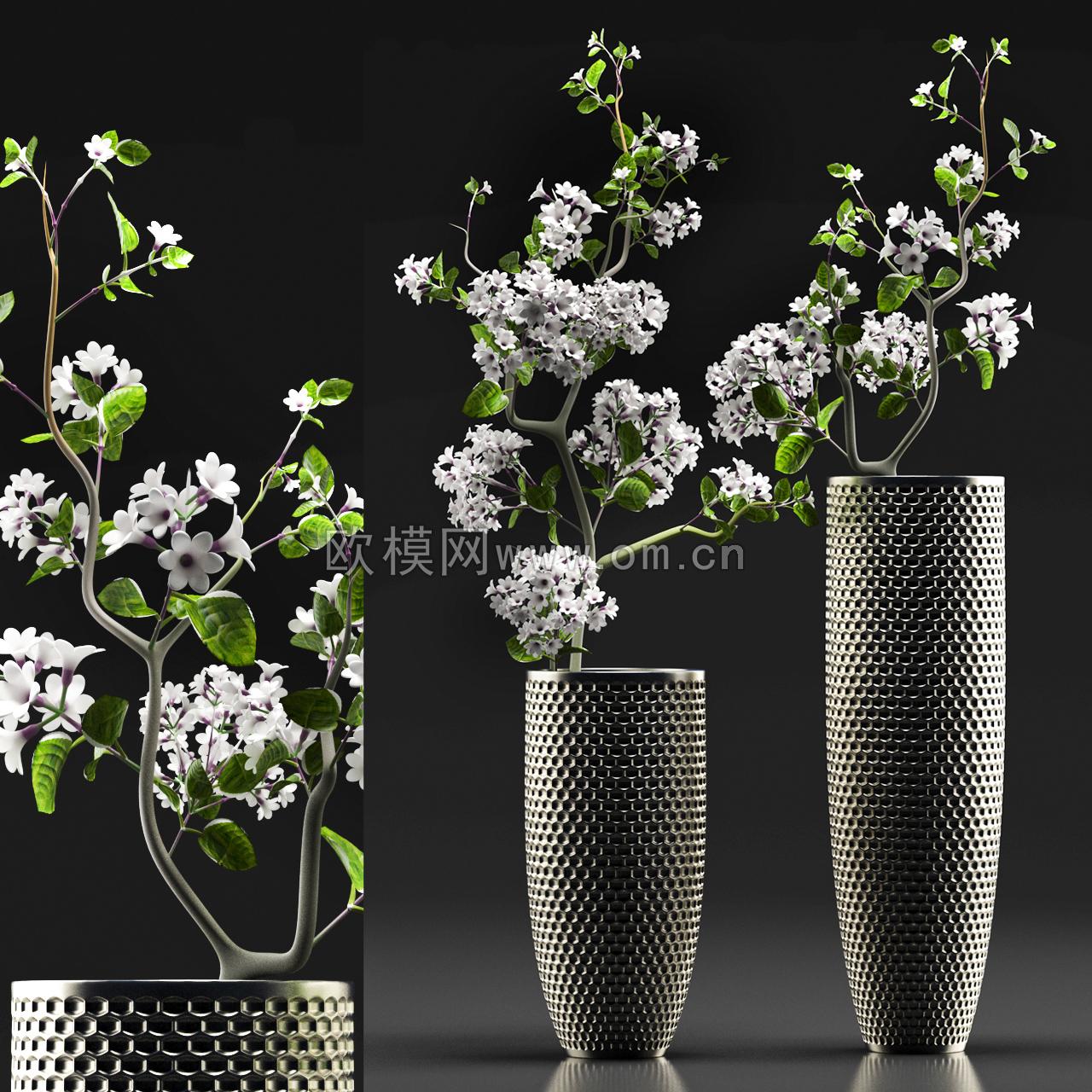 现代花卉盆栽3D模型