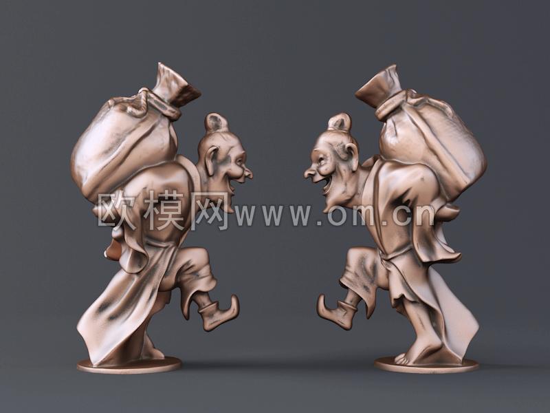 中式人物酒鬼雕塑摆件3D模型
