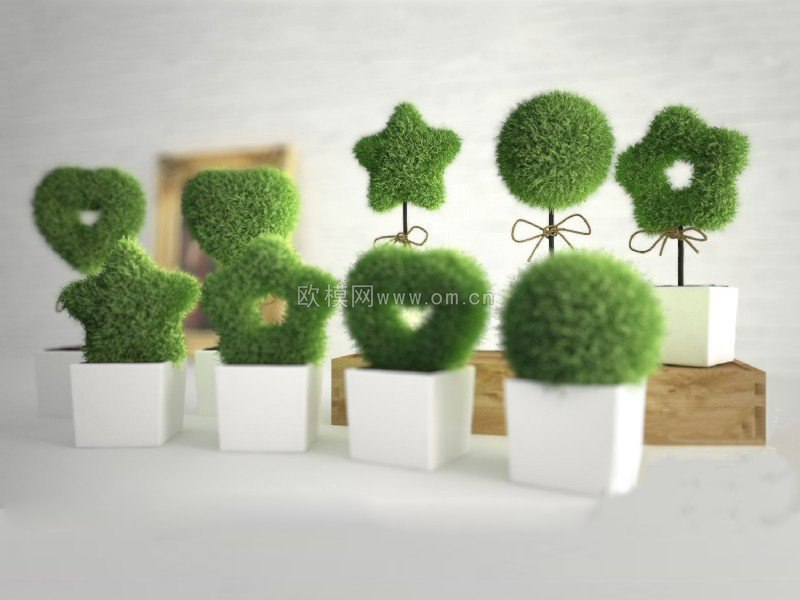 现代装饰植物盆栽摆件3D模型
