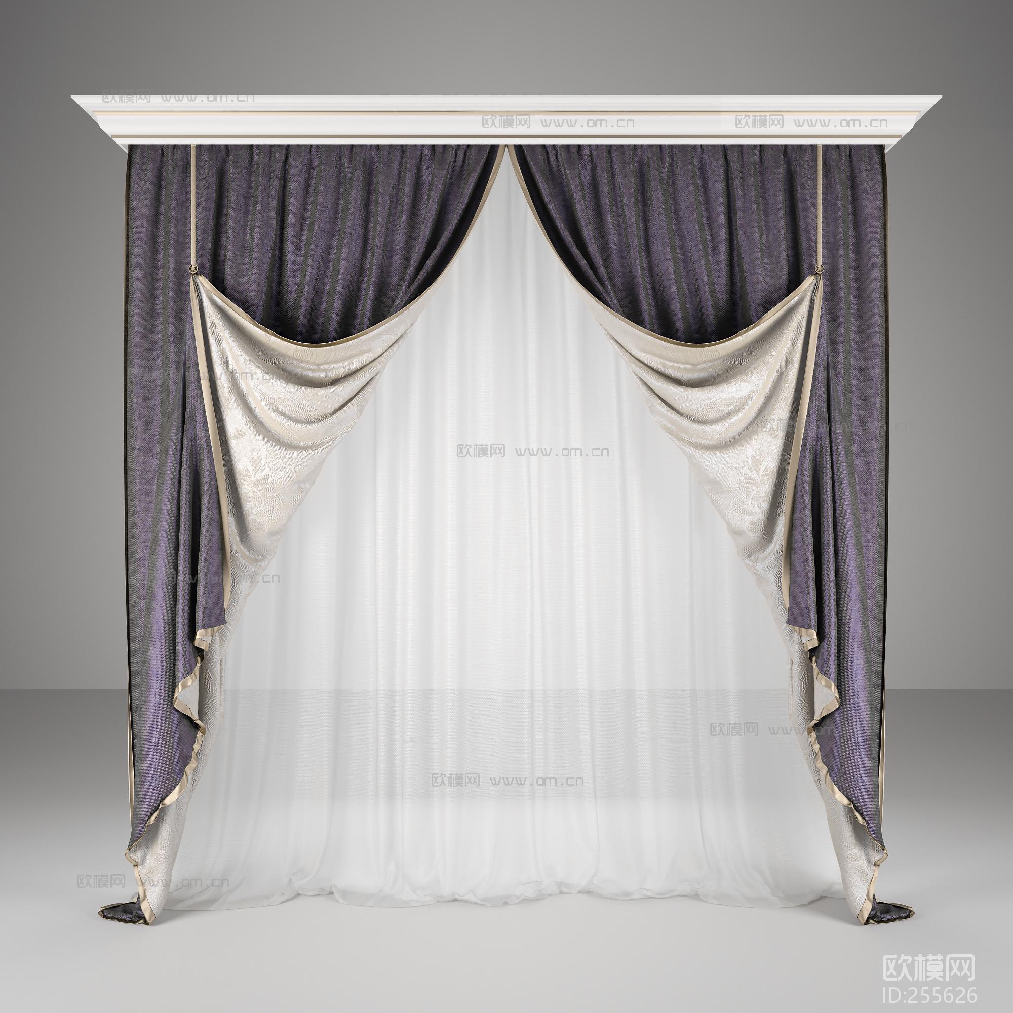 现代布艺窗帘3d模型