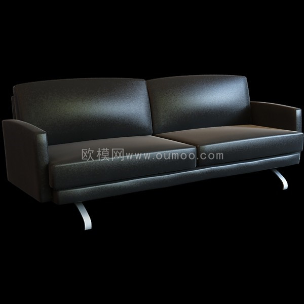 现代黑色皮革双人沙发3d模型免费下载