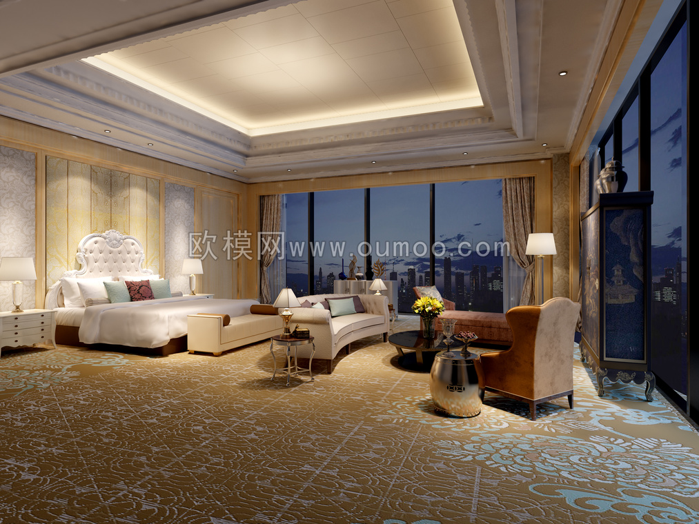欧式酒店客房套房3D模型免费下载-免费3dmax模型库-欧模网