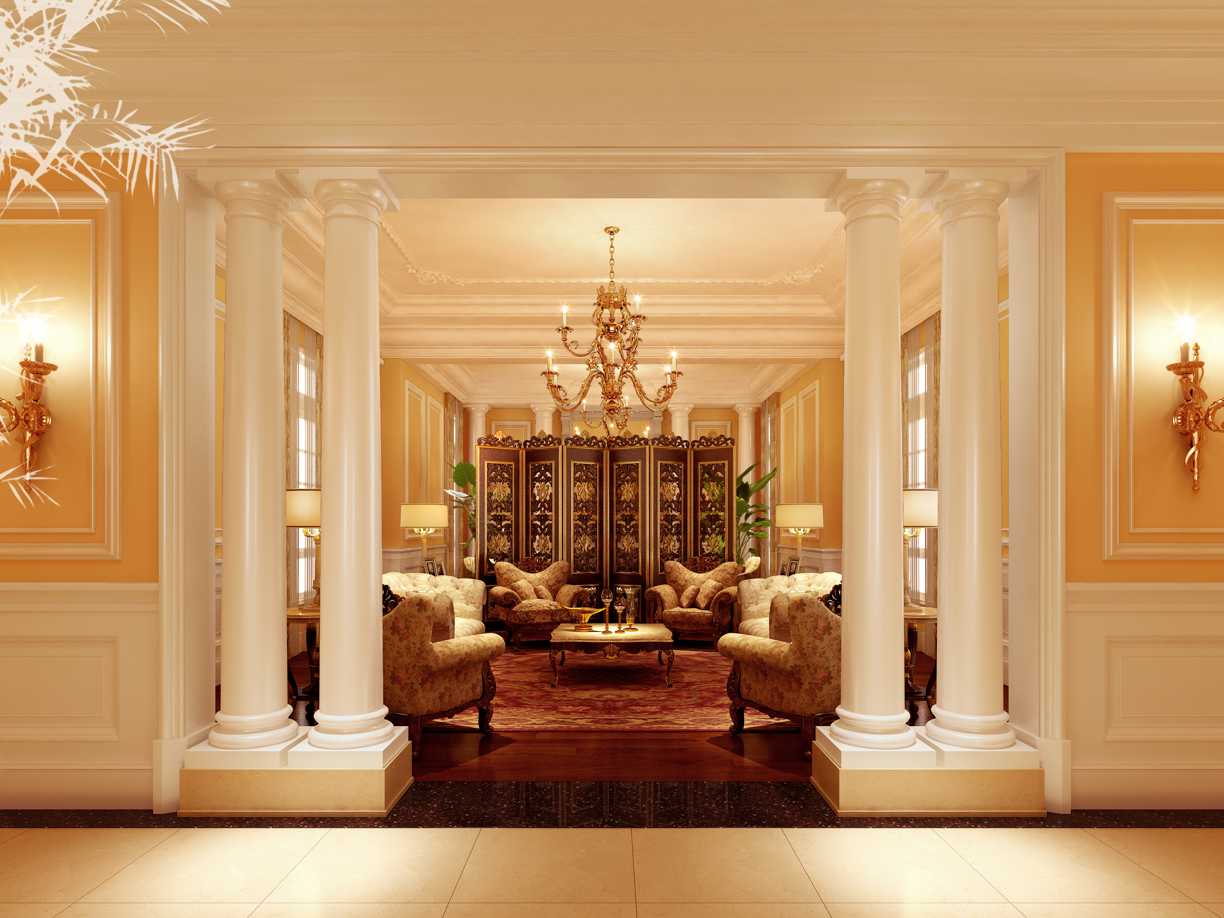 欧式酒店会客厅3d模型免费下载