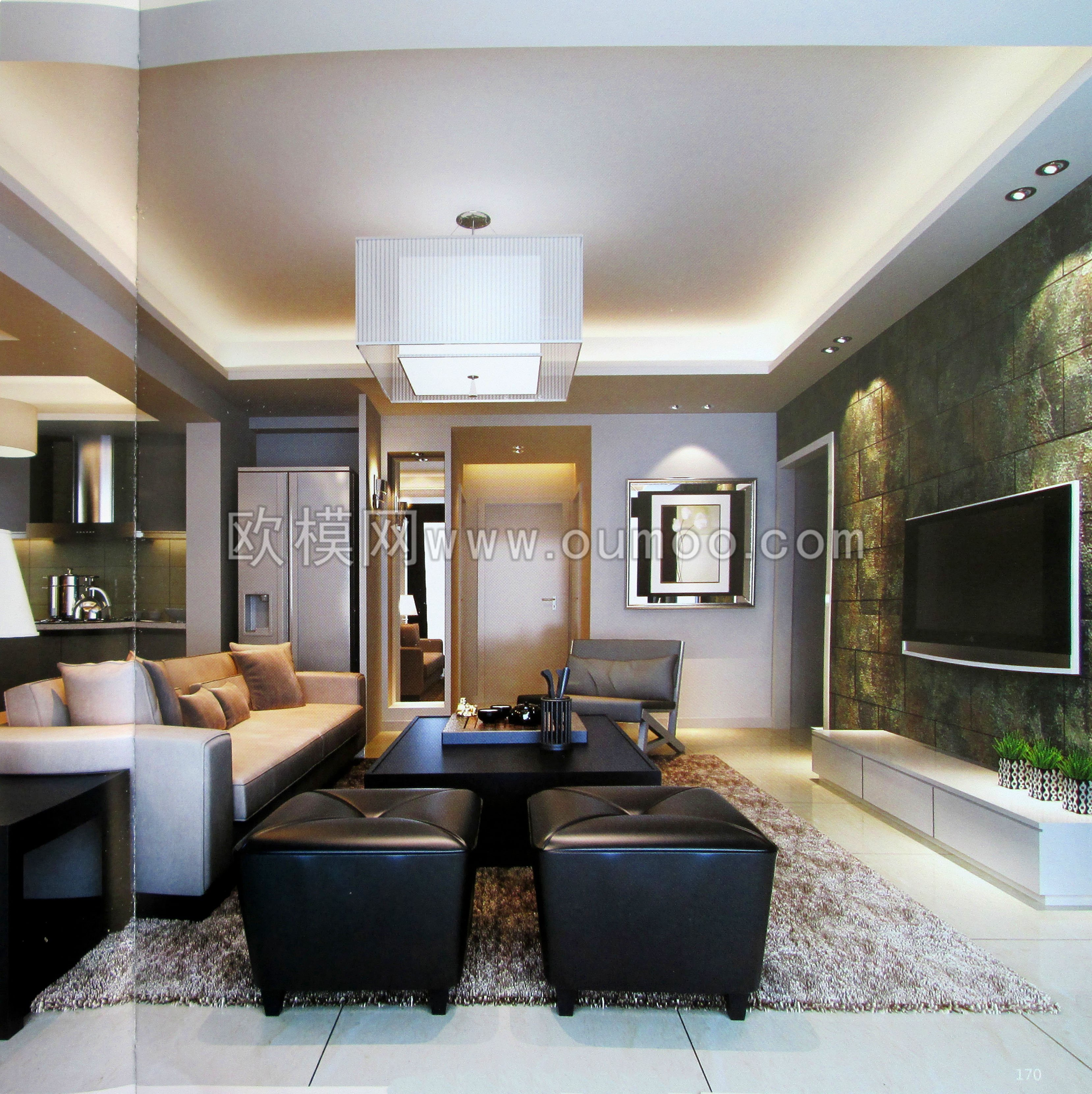 现代客厅3D模型下载 (132)