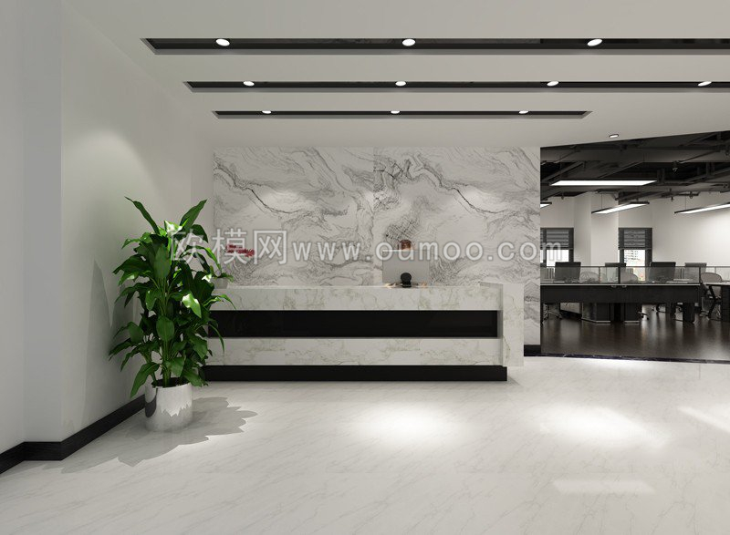 现代办公前台3D模型免费下载 -免费3dmax模型库-欧模网
