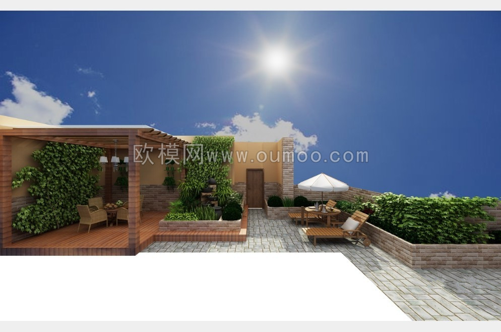 现代花园、阳台3D模型免费下载 (45)-免费3dmax模型库-欧模网