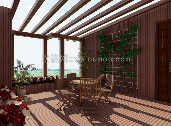 现代花园、阳台3D模型免费下载 (5)-免费3dmax模型库-欧模网