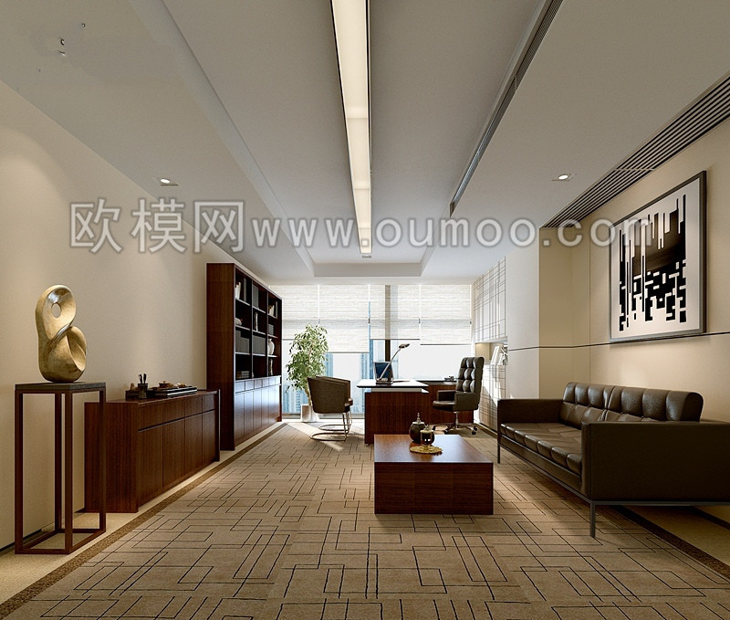 现代经理办公室3D模型免费下载-免费3dmax模型库-欧模网
