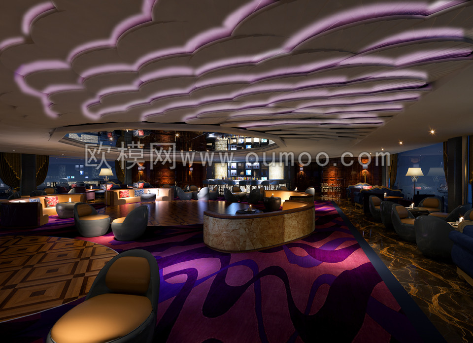 现代酒店大堂吧3D免费模型下载 -免费3dmax模型库-欧模网