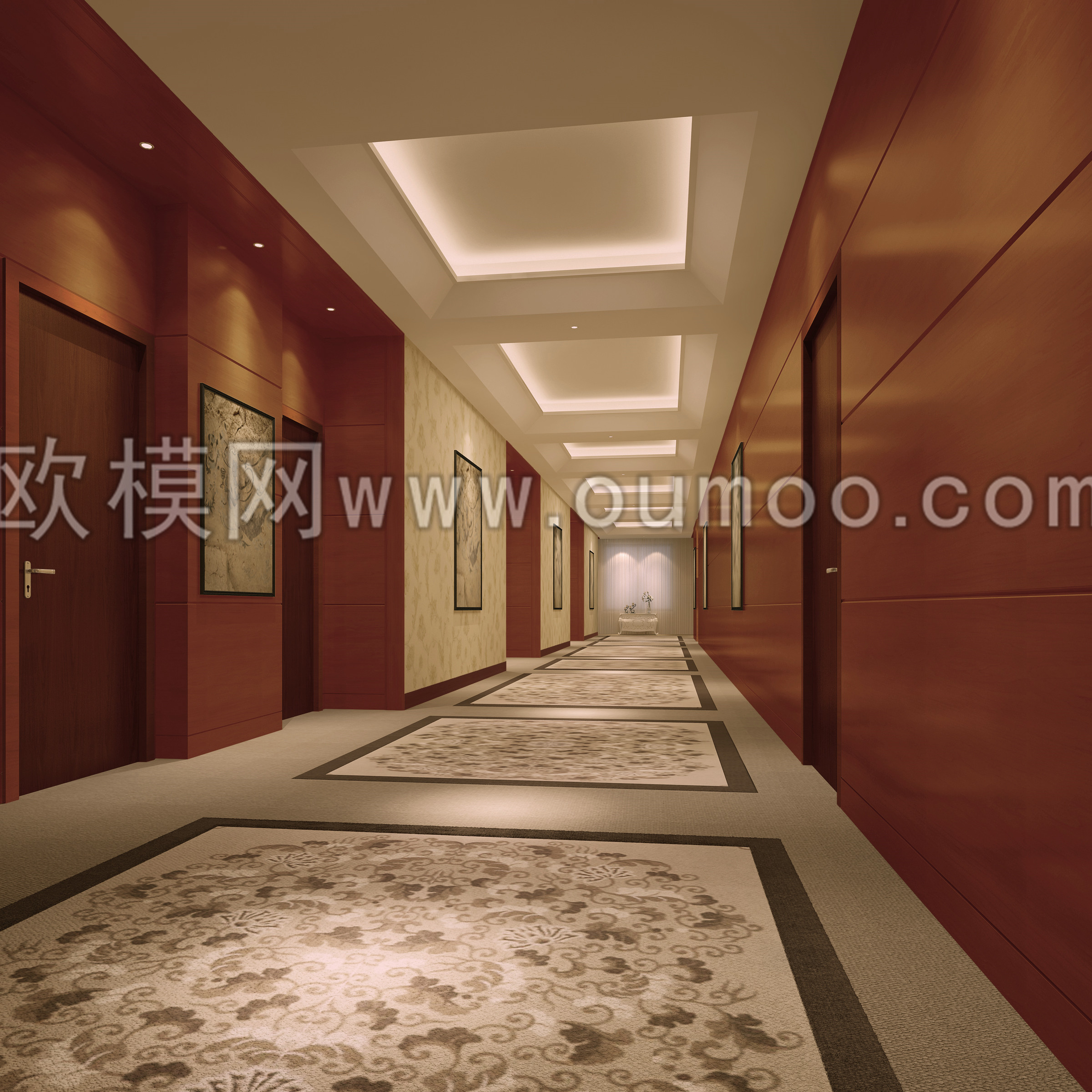 现代过道走廊3d模型下载-免费3dmax模型库-欧模网