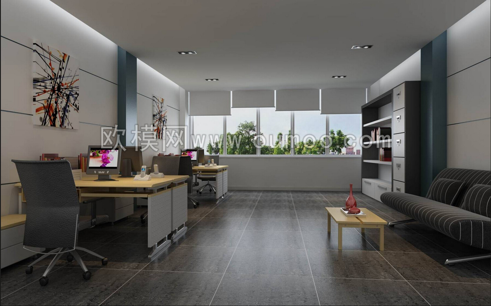 现代小办公室3D模型免费下载-免费3dmax模型库-欧模网