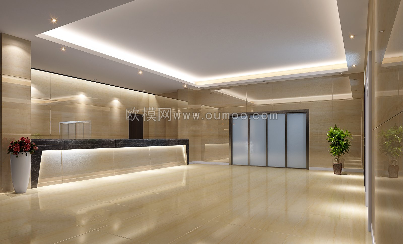 现代办公前台3D模型免费下载-免费3dmax模型库-欧模网