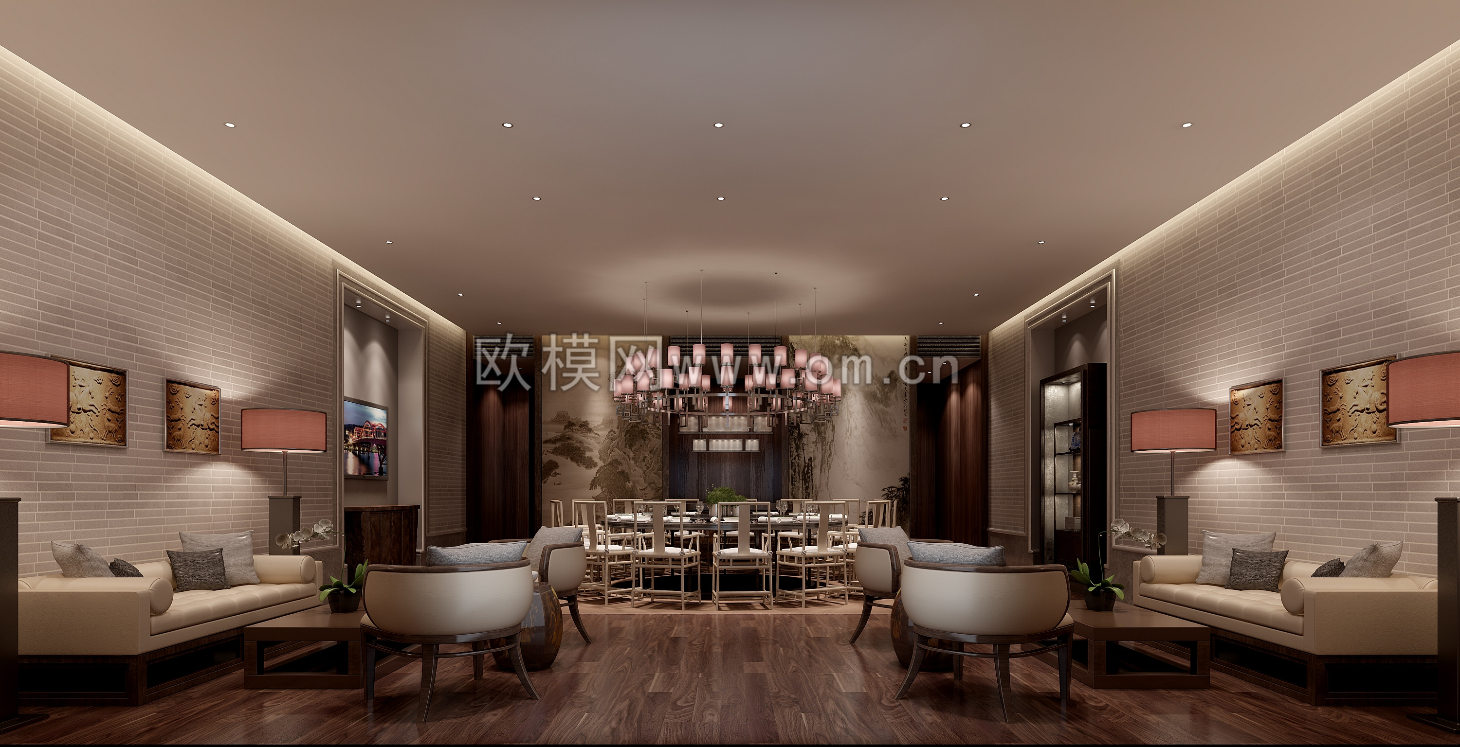 中式餐厅包房3D模型免费下载 -免费3dmax模型库-欧模网