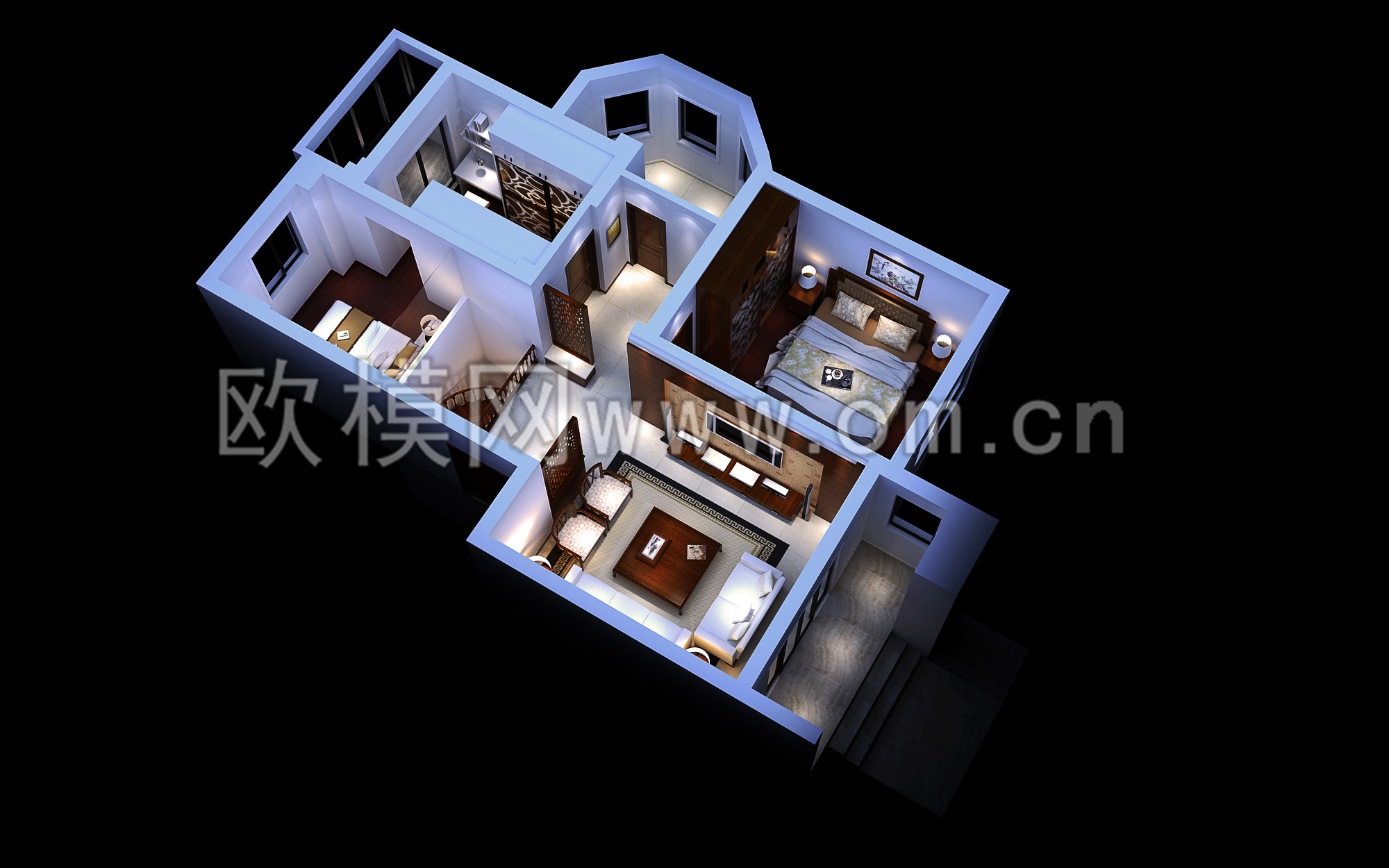 鸟瞰全局3D模型下载 (2)-免费3dmax模型库-欧模网