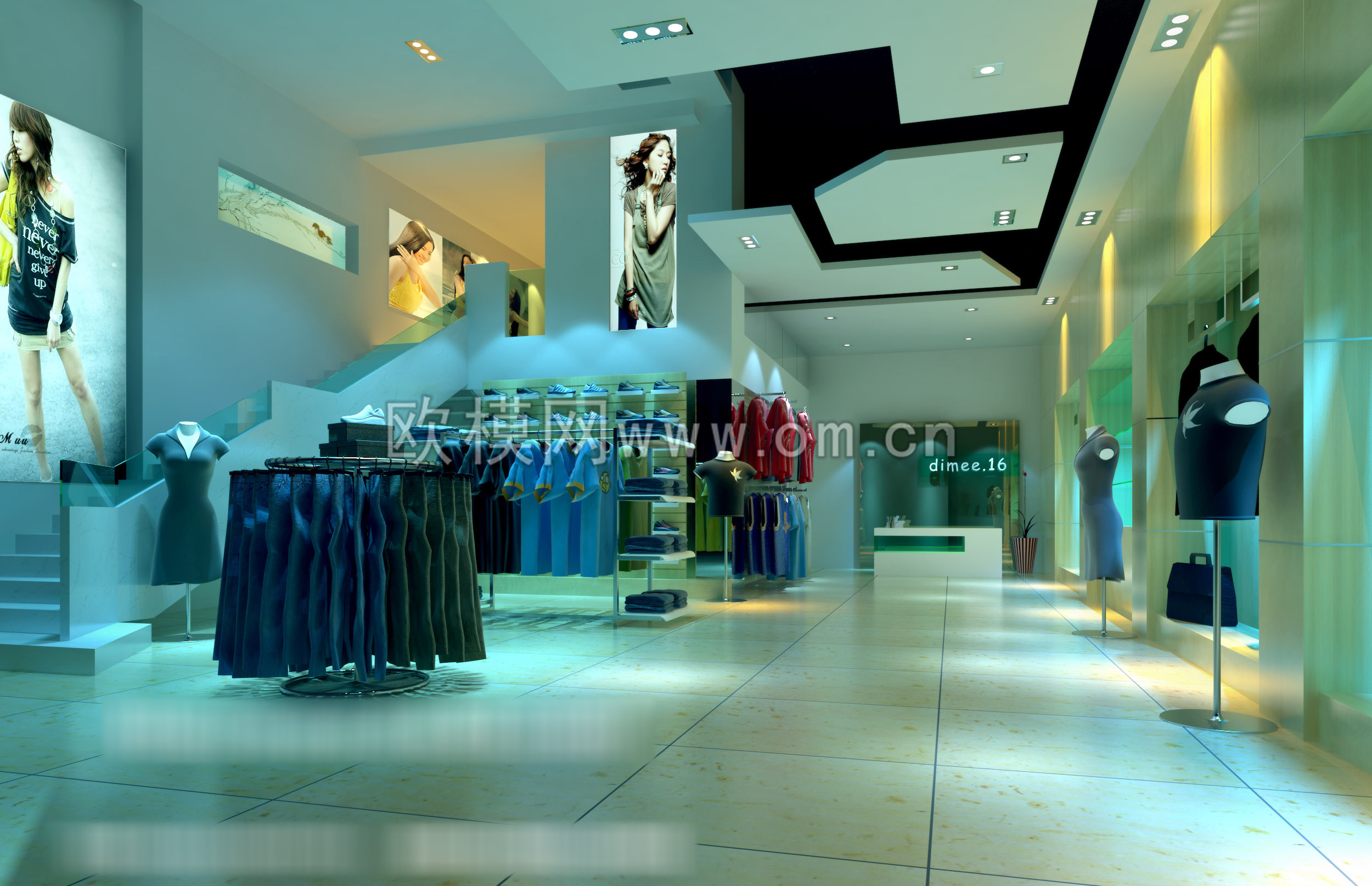 现代服装店3d模型玫瑰下载 -免费3dmax模型库-欧模网