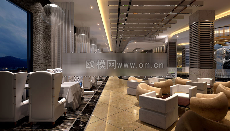餐饮空间3D模型(3)-免费3dmax模型库-欧模网