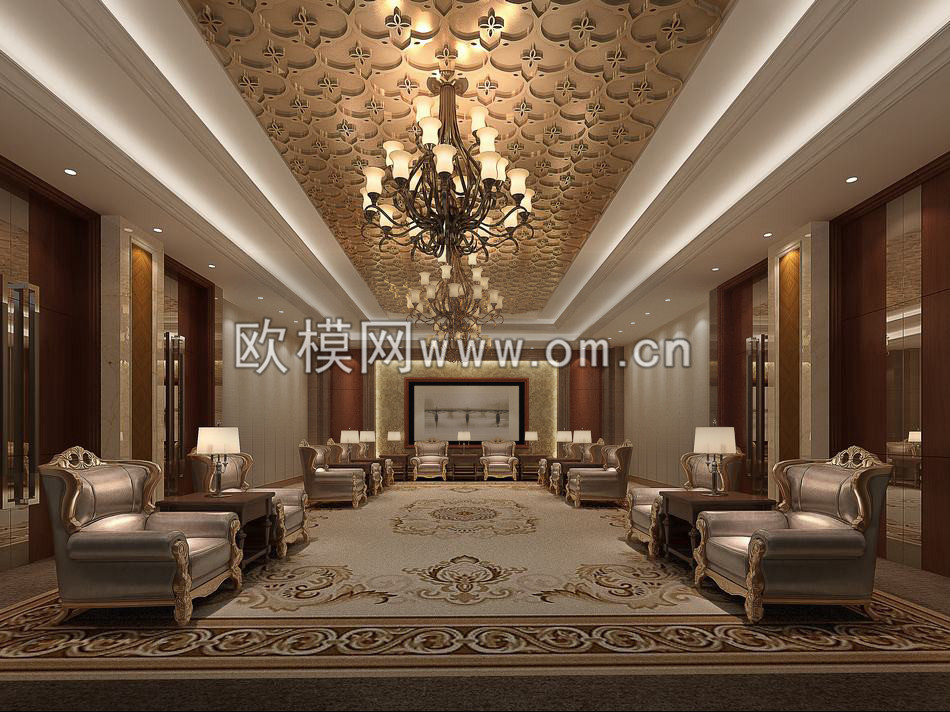 欧式会所会客厅3D模型免费下载-免费3dmax模型库-欧模网