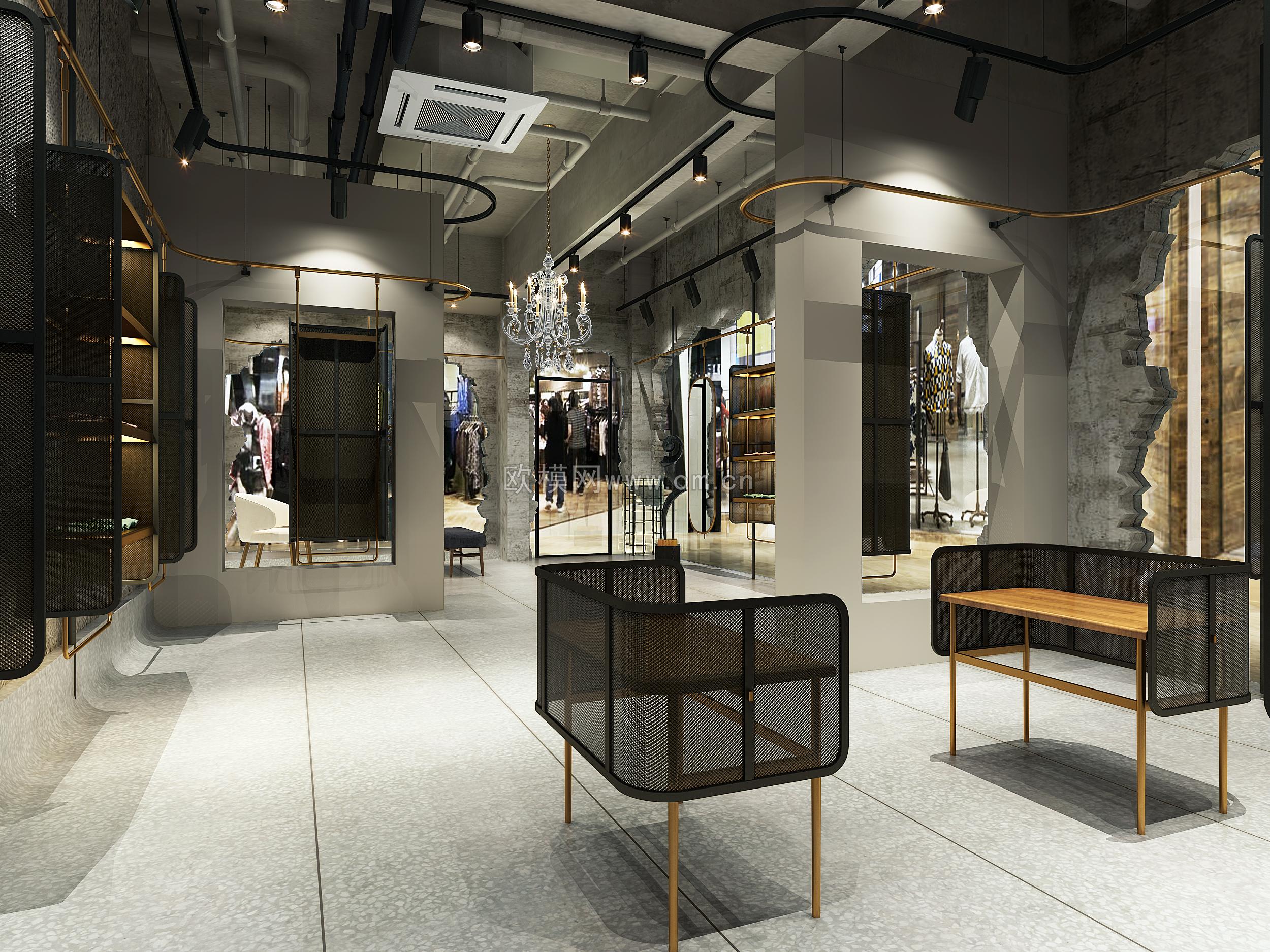 工业风格服装店3d模型