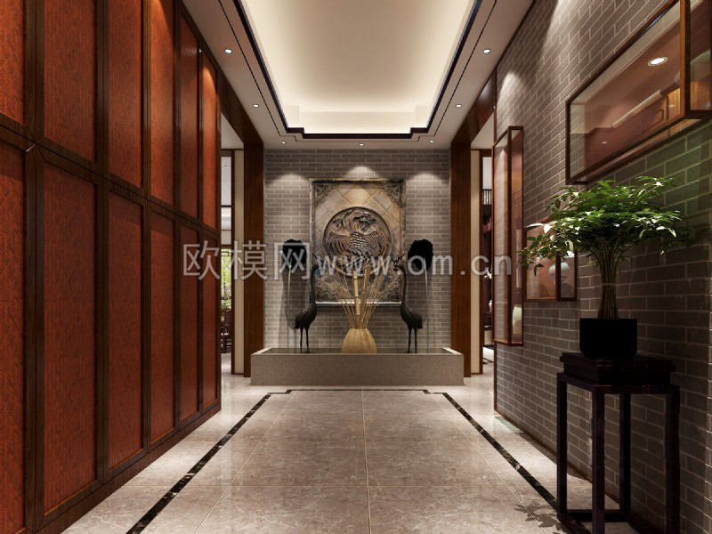 中式玄关过道3D模型-免费3dmax模型库-欧模网