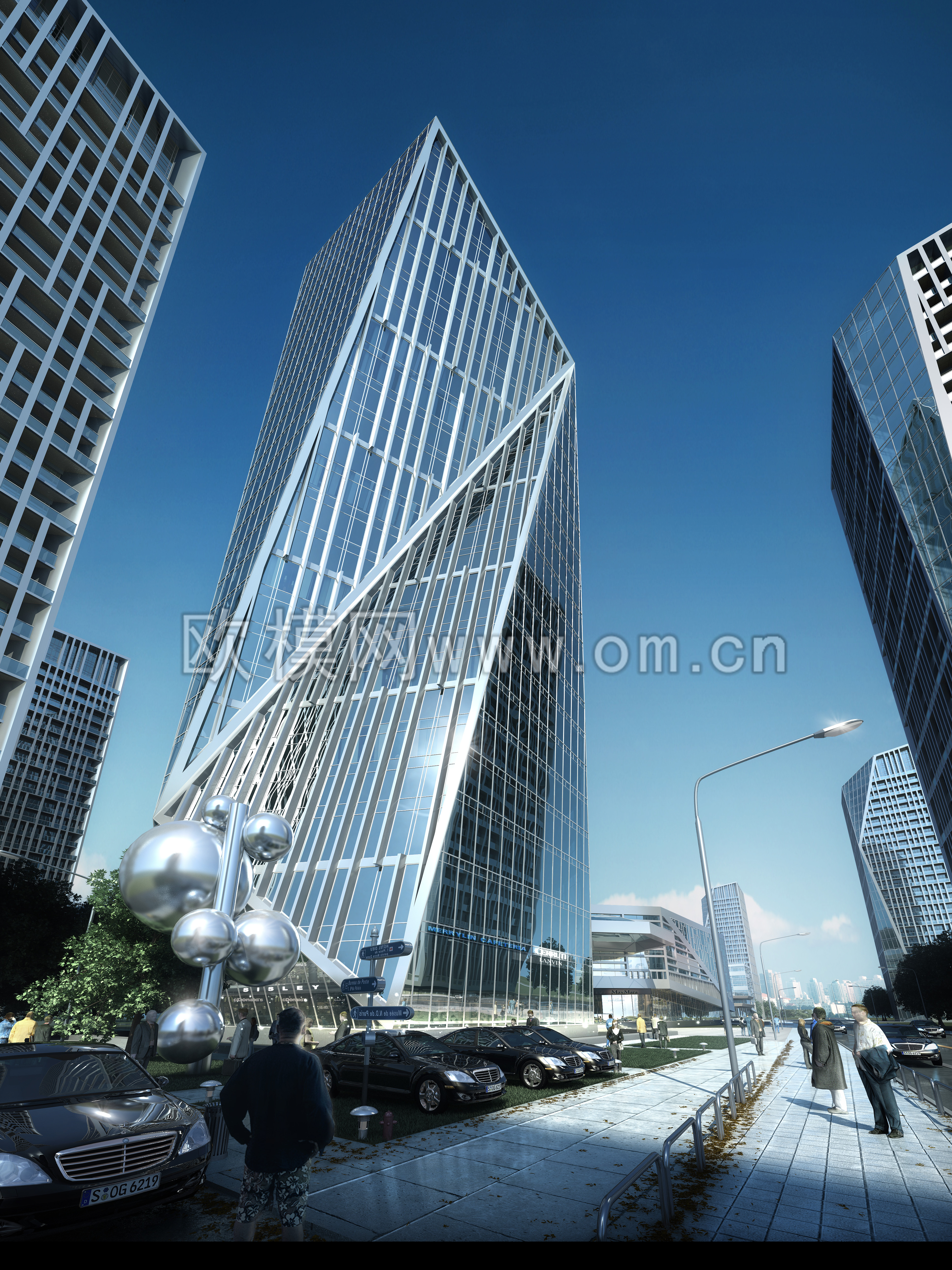 现代商业大厦建筑外观3d模型