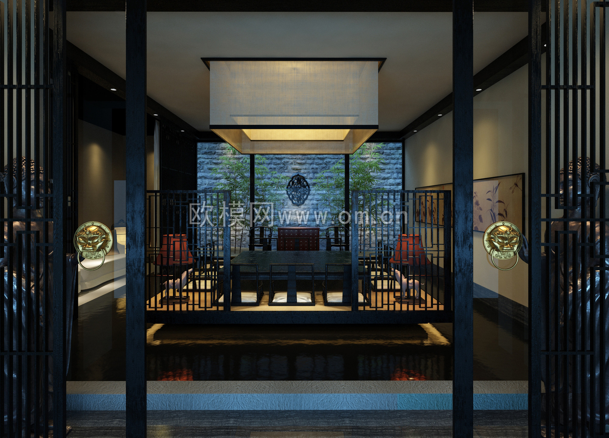 中式风格会客休息室3d模型