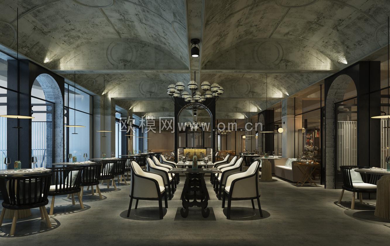 欧式酒店餐厅3D模型