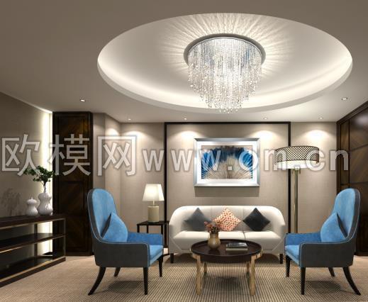现代会所会客厅3D模型
