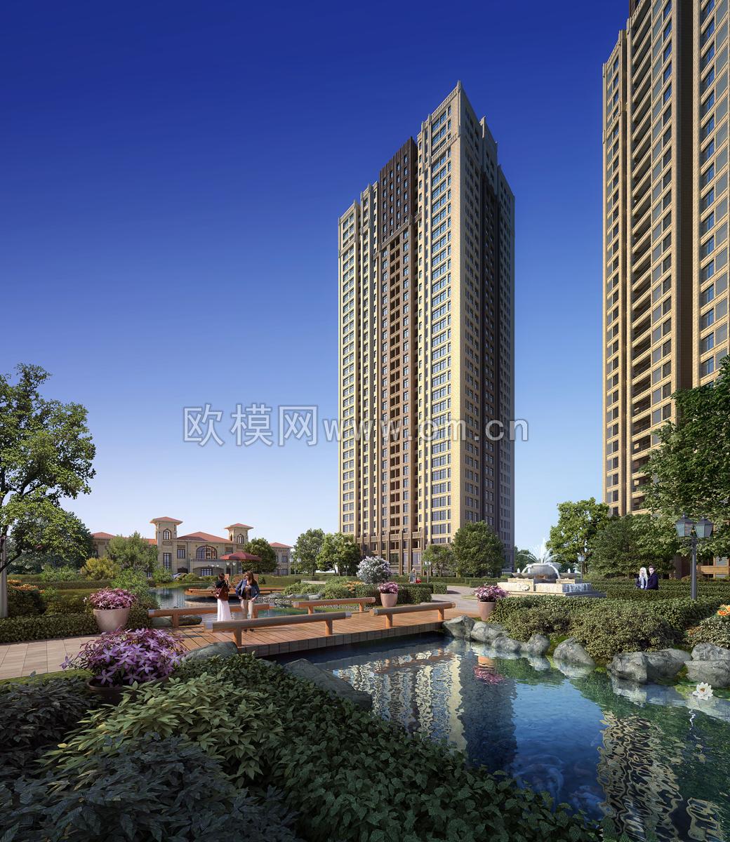 现代住宅建筑外观3D模型