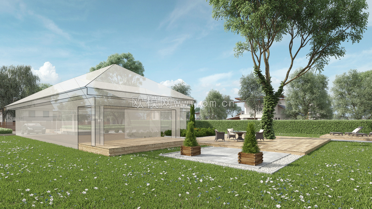 现代室外植物园林景观3d模型