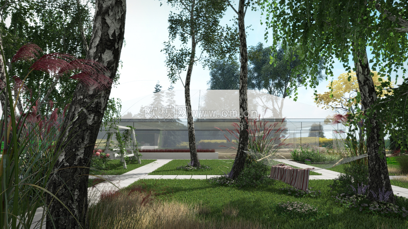 现代室外绿植园林风景景观3d模型