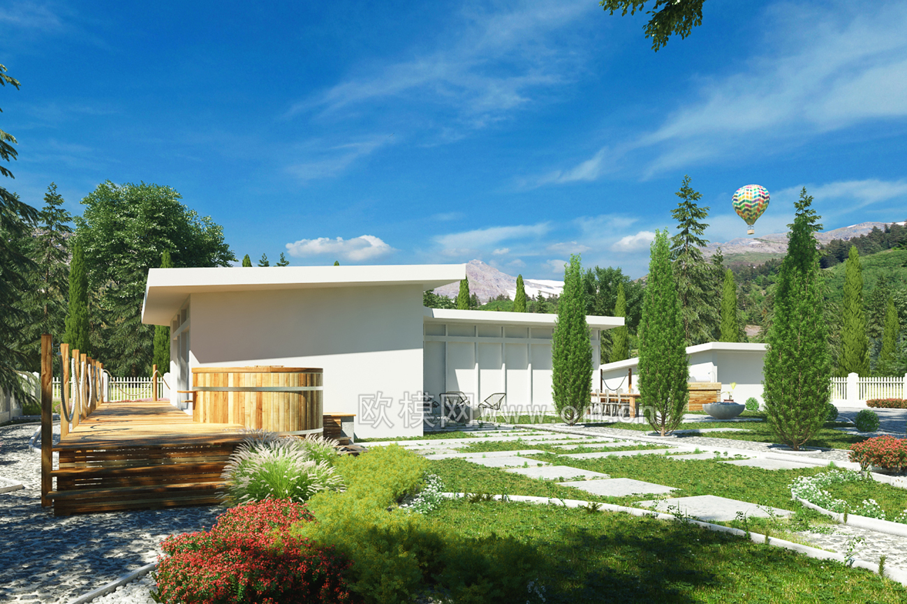 现代室外园林小道3d模型-免费3dmax模型库-欧模网