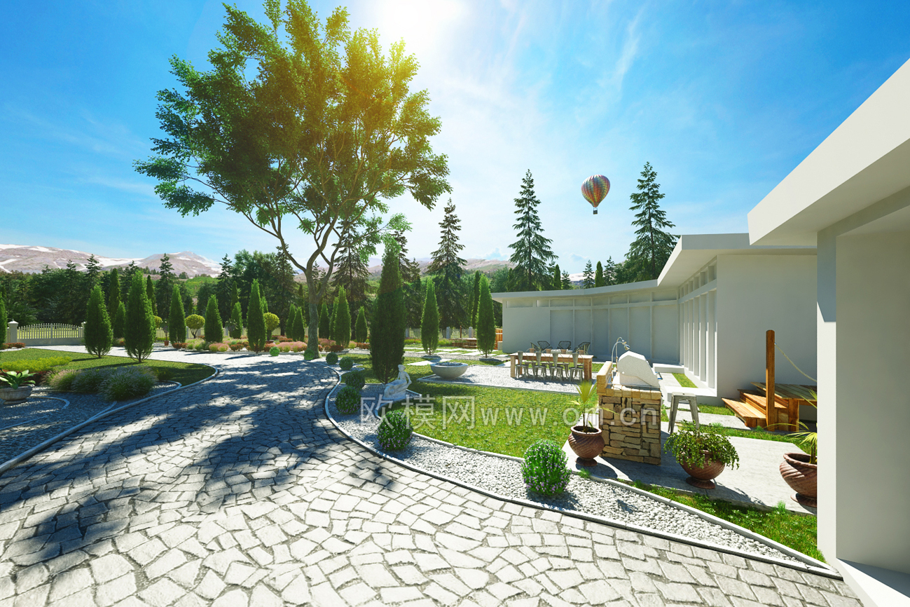 现代园林休闲区3d模型