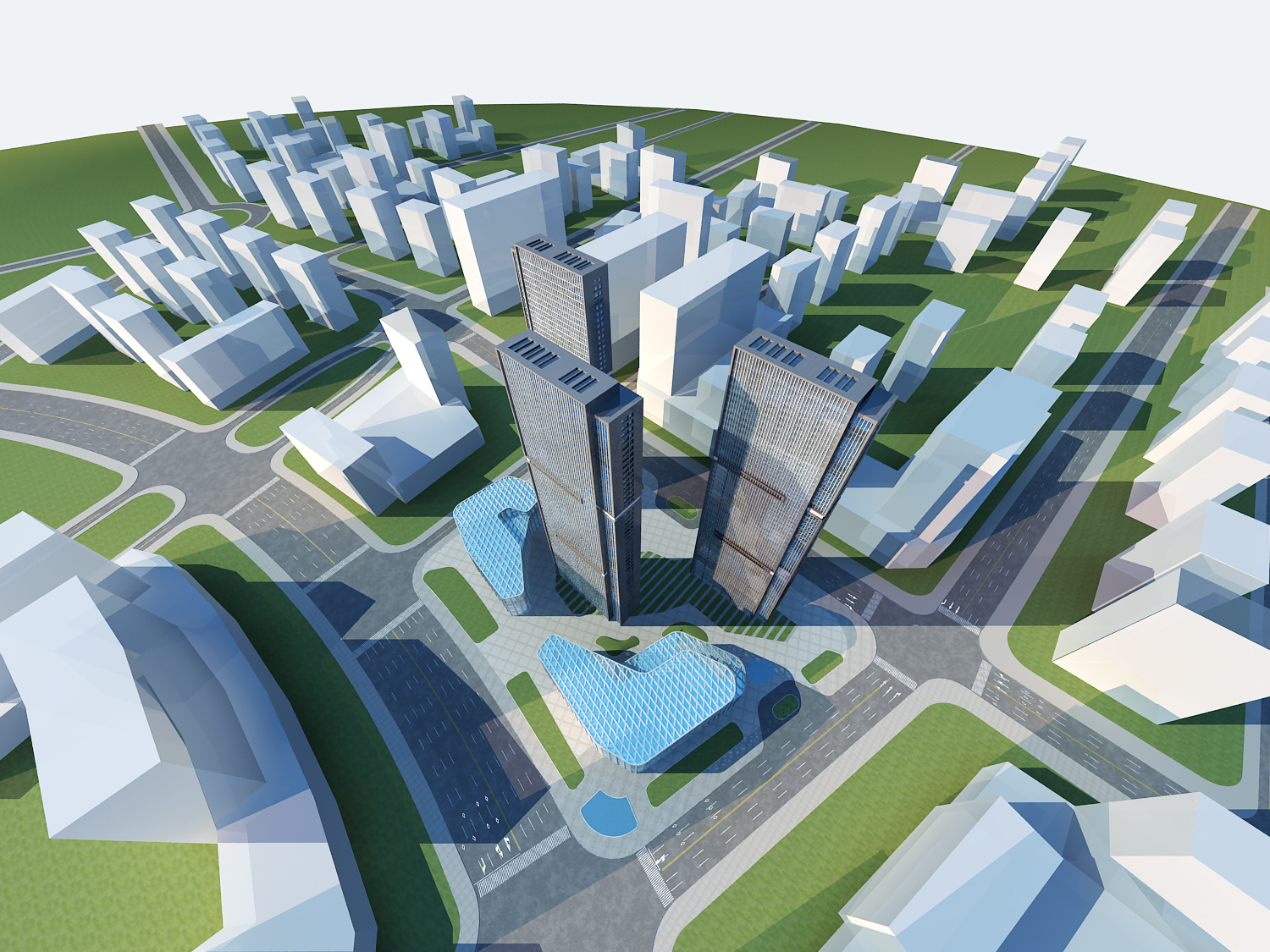 现代多功能商业区3d模型